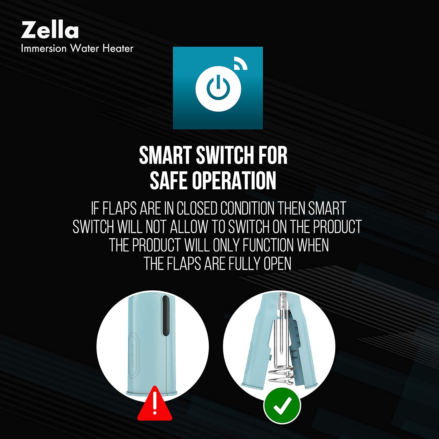 HV IMMERSION HEATER ZELLA FLAP 1000W AUTO