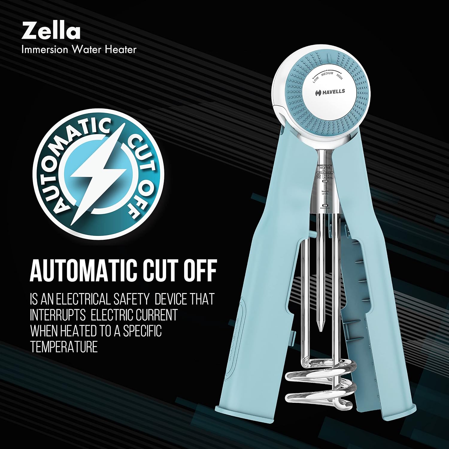 HV IMMERSION HEATER ZELLA FLAP 1000W AUTO