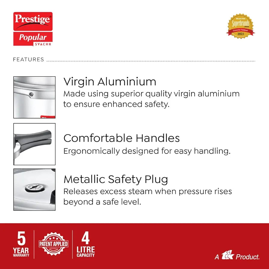 PRESTIGE 4LTR 10166 COOKER ALU POP OUT LID