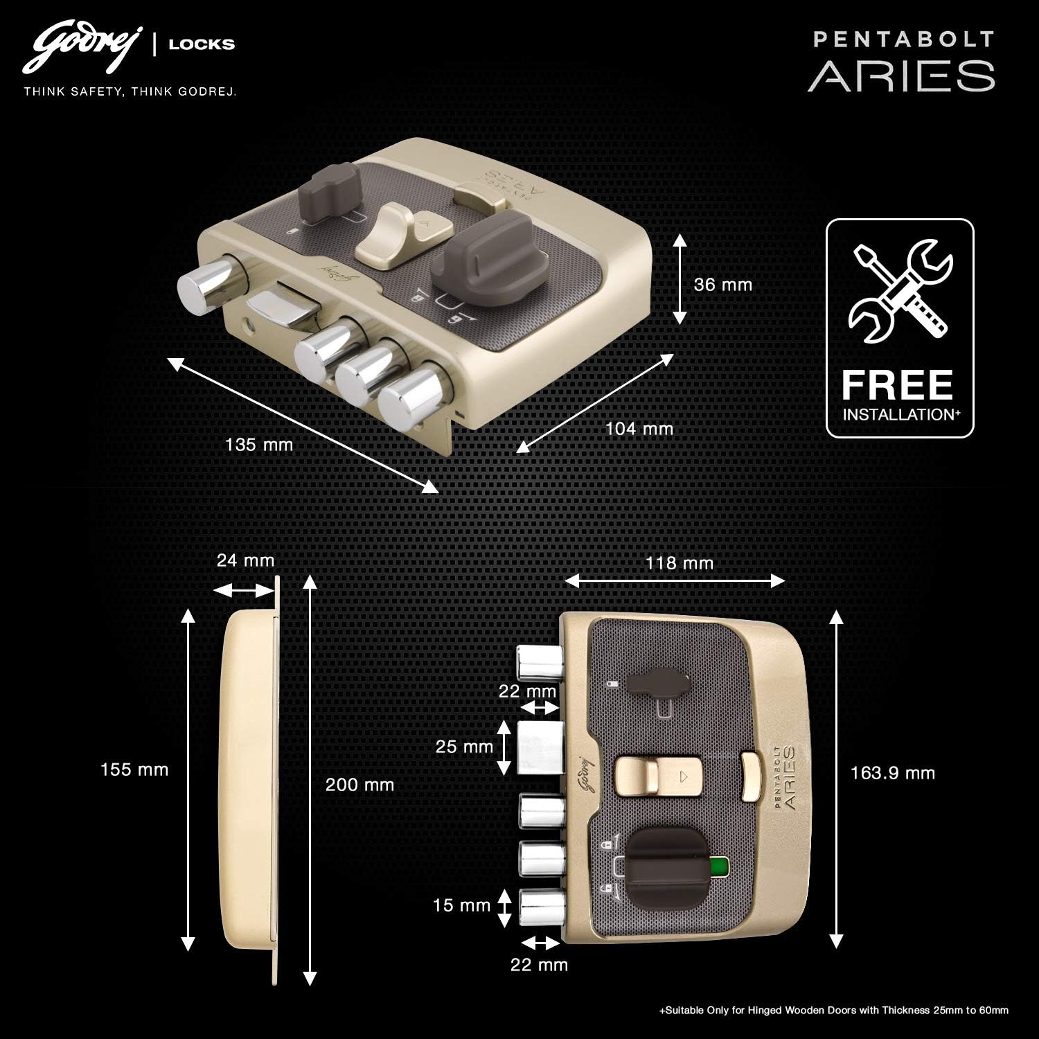 GDJ 6362 PENTA BOLT ARIES LOCK