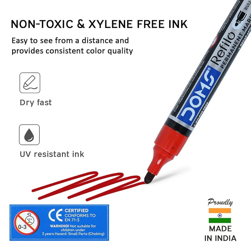 DOMS 7413- RED PERMANENT MARKER
