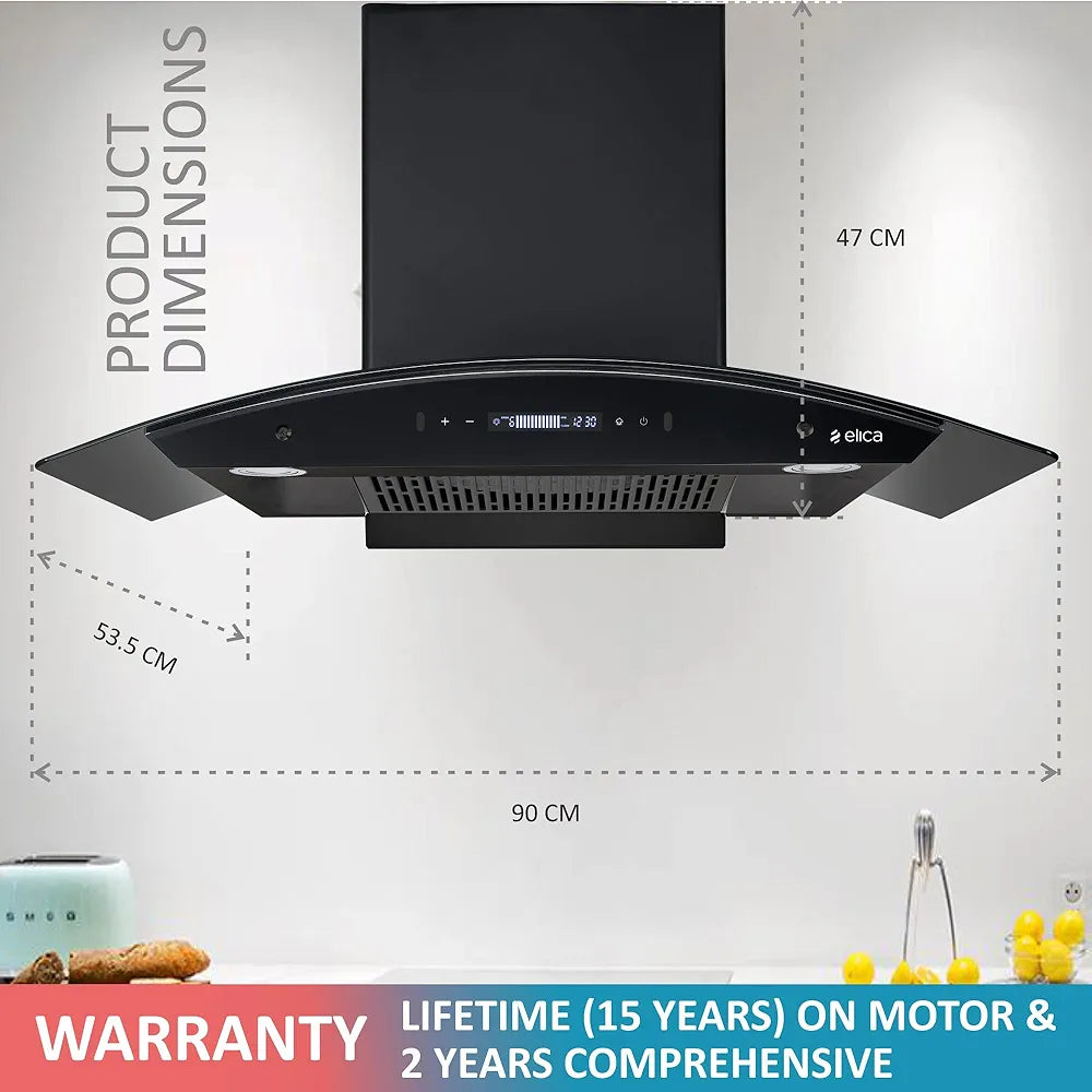 ELICA CHIMNEY FL900 CURVE BLDC MS NERO HAC LTW