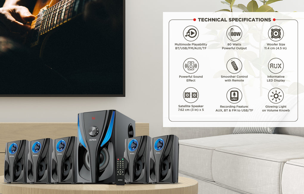 INTEX TV 32 QLED COMBO SPEAKER 5.1 ROAR R800 SGQV3208