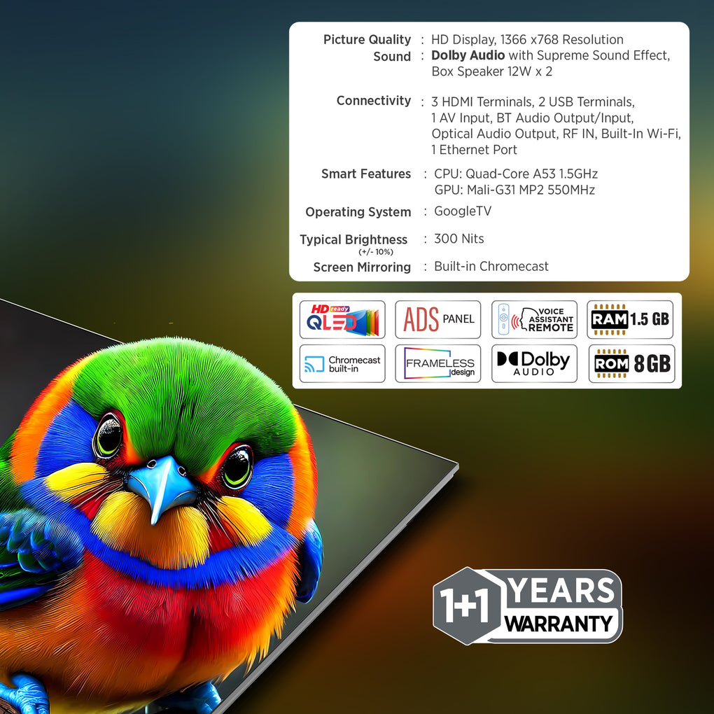 INTEX TV 32 QLED COMBO SPEAKER 5.1 ROAR R800 SGQV3208