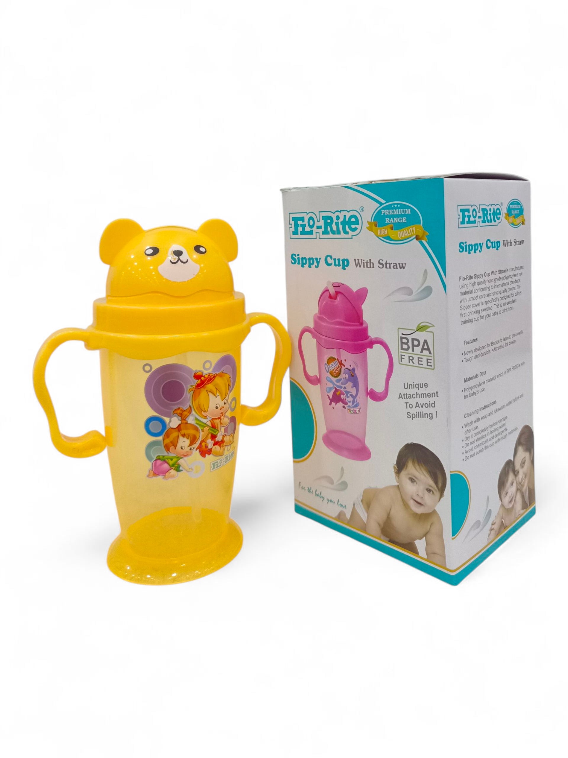 FLO RITE SIPPY CUP WITH STRAW YELLOW