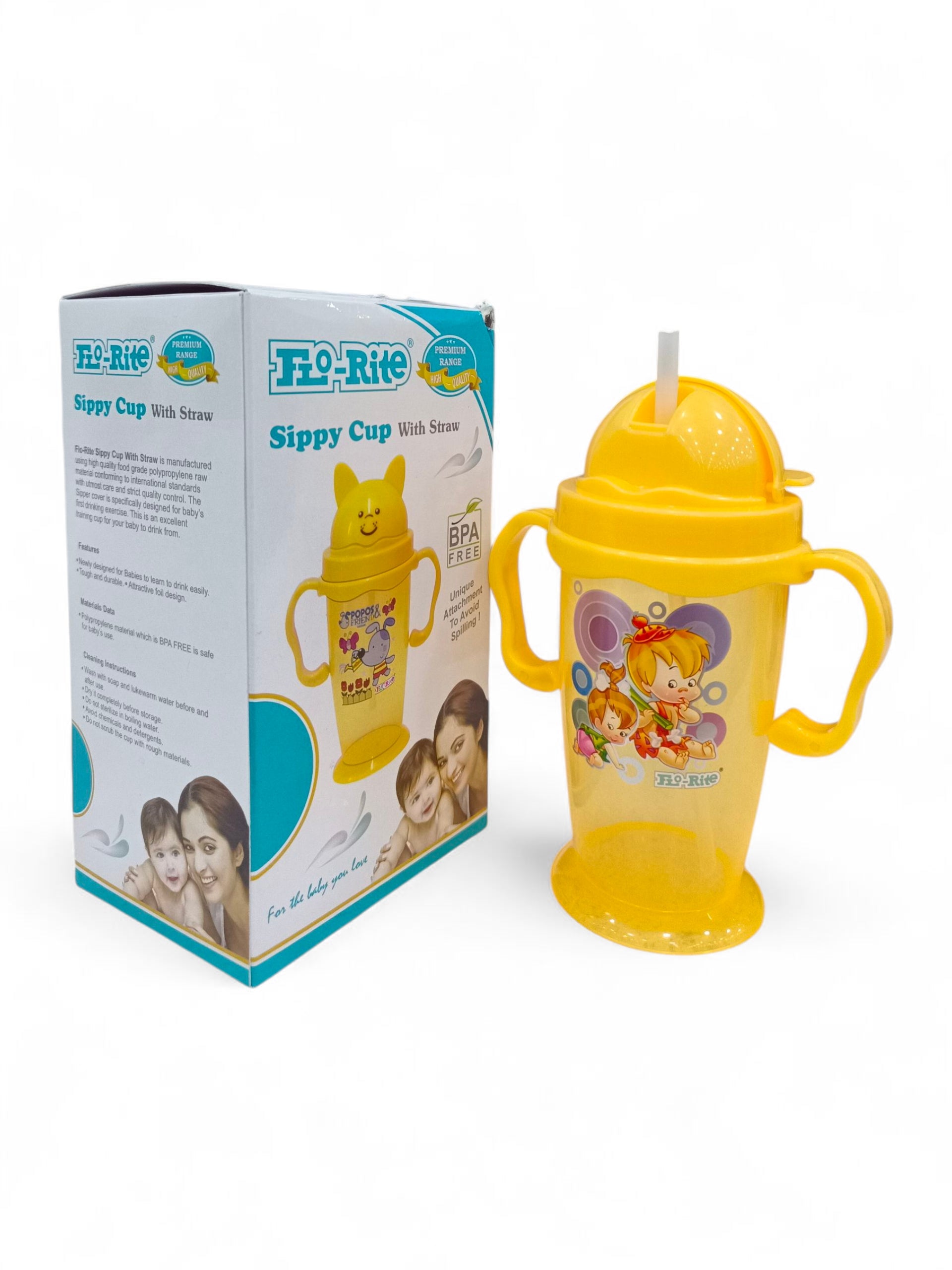 FLO RITE SIPPY CUP WITH STRAW YELLOW