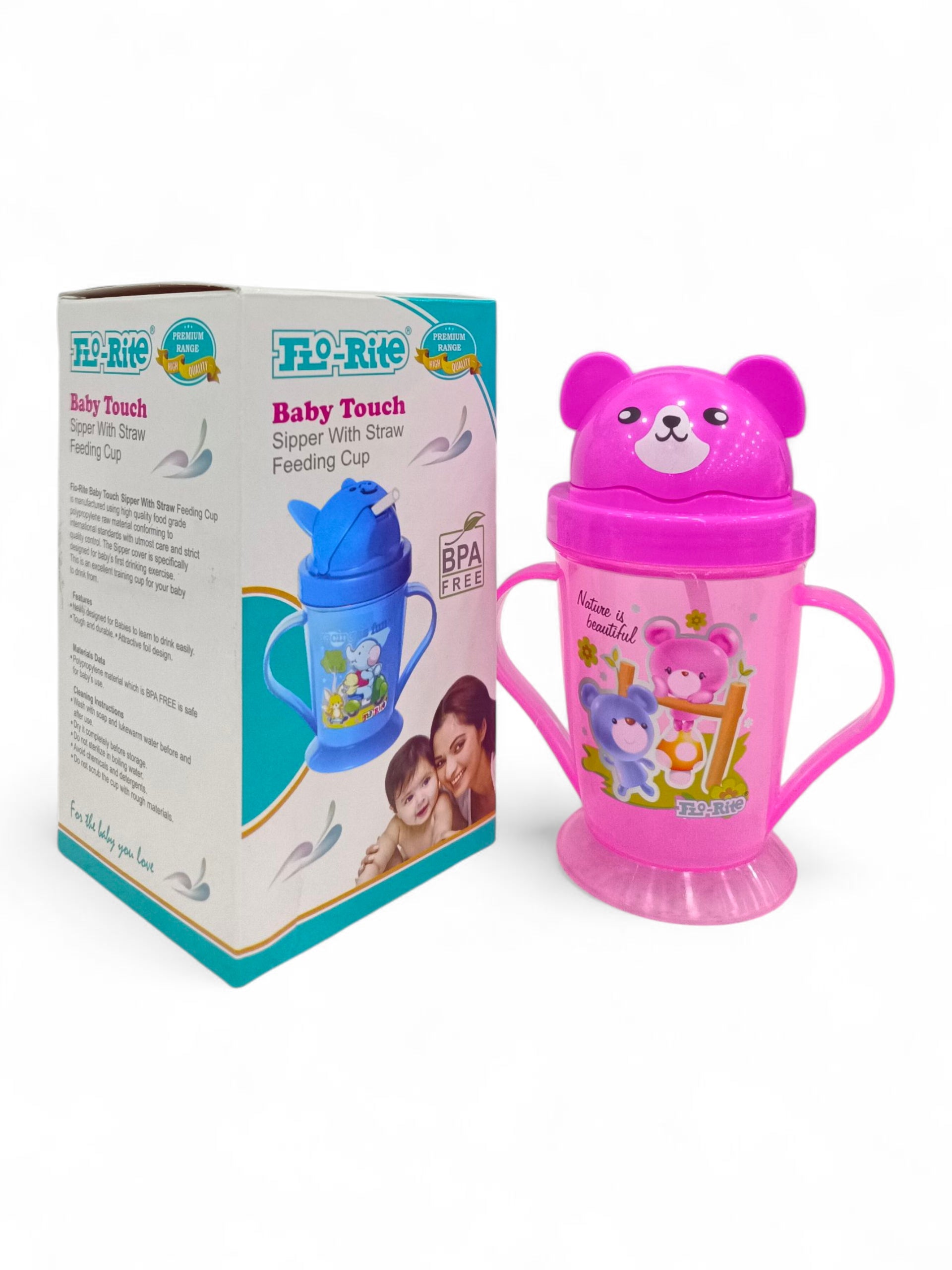 FLO RITE BABY TOUCH SIPPER WITH STRAW PINK