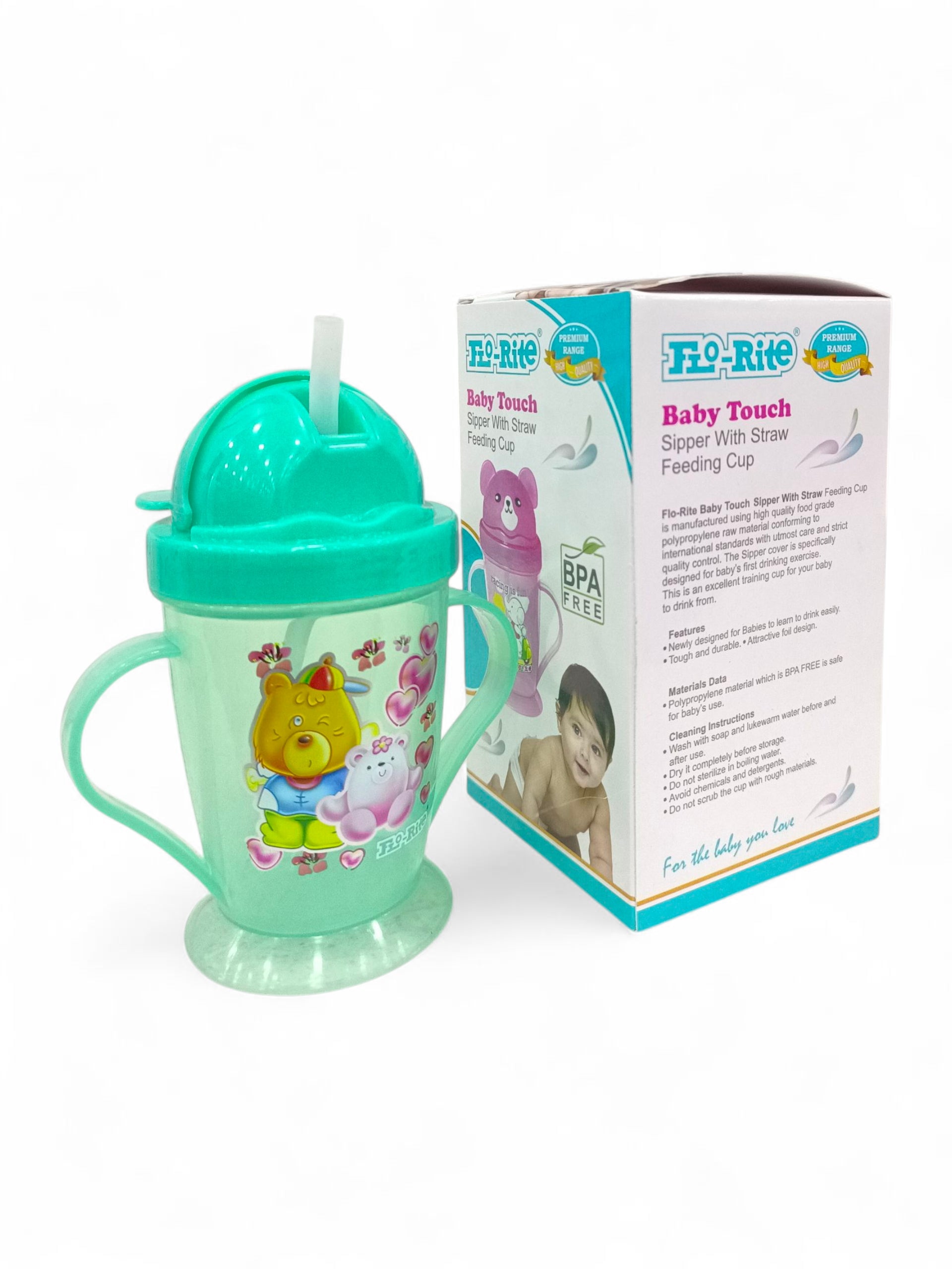 FLO RITE BABY TOUCH SIPPER WITH STRAW GREEN