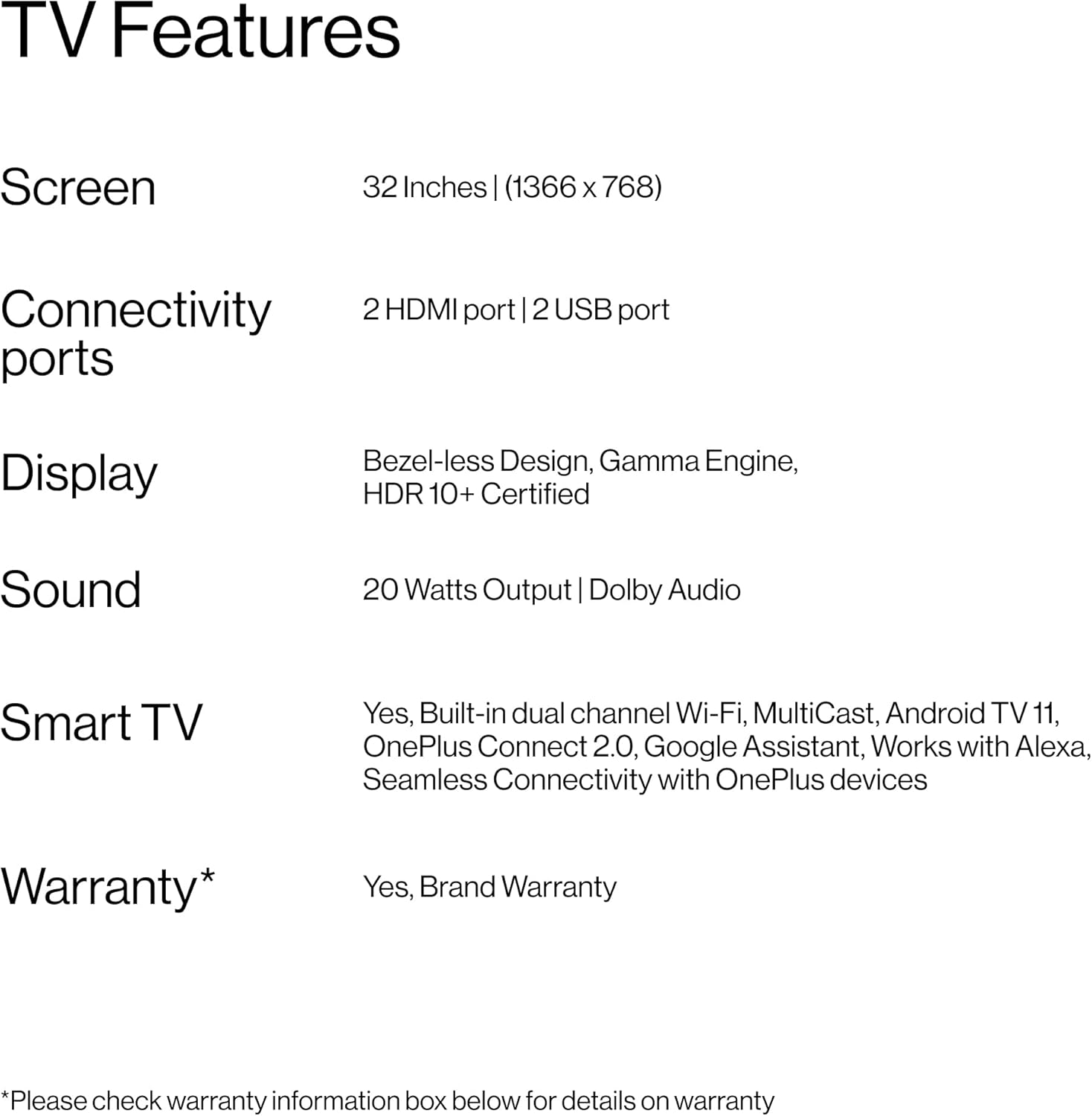 ONEPLUS TV 32 EDGE - 32Y1S