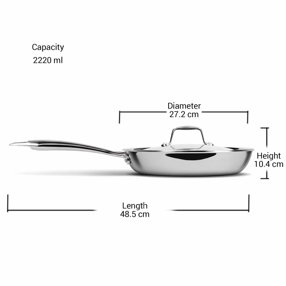 MILTON FRY PAN 26CM LID TRIPLY NONSTICK