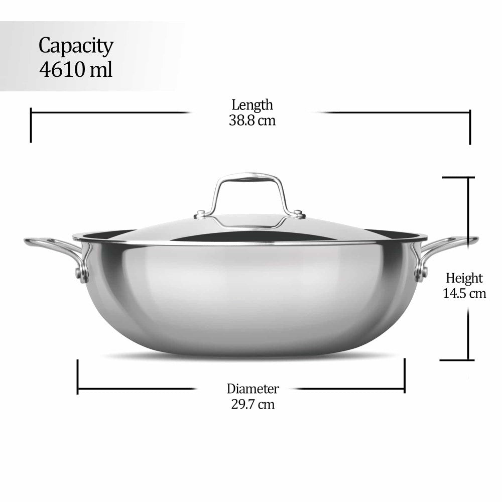 MILTON KADHAI 28CM LID TRIPLY NONSTICK