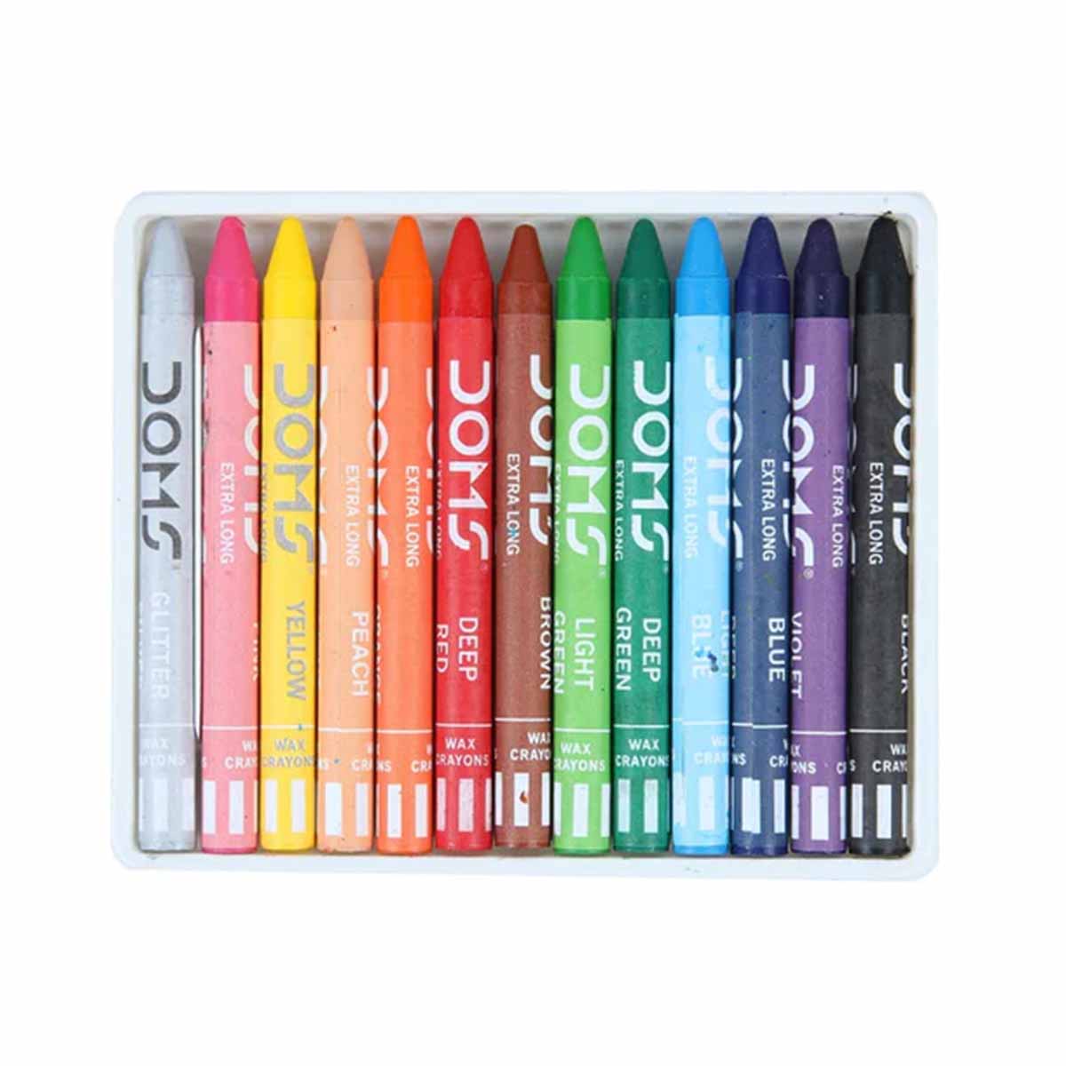 DOMS 7124 LONG WAX CRAYONS 12 SHADE