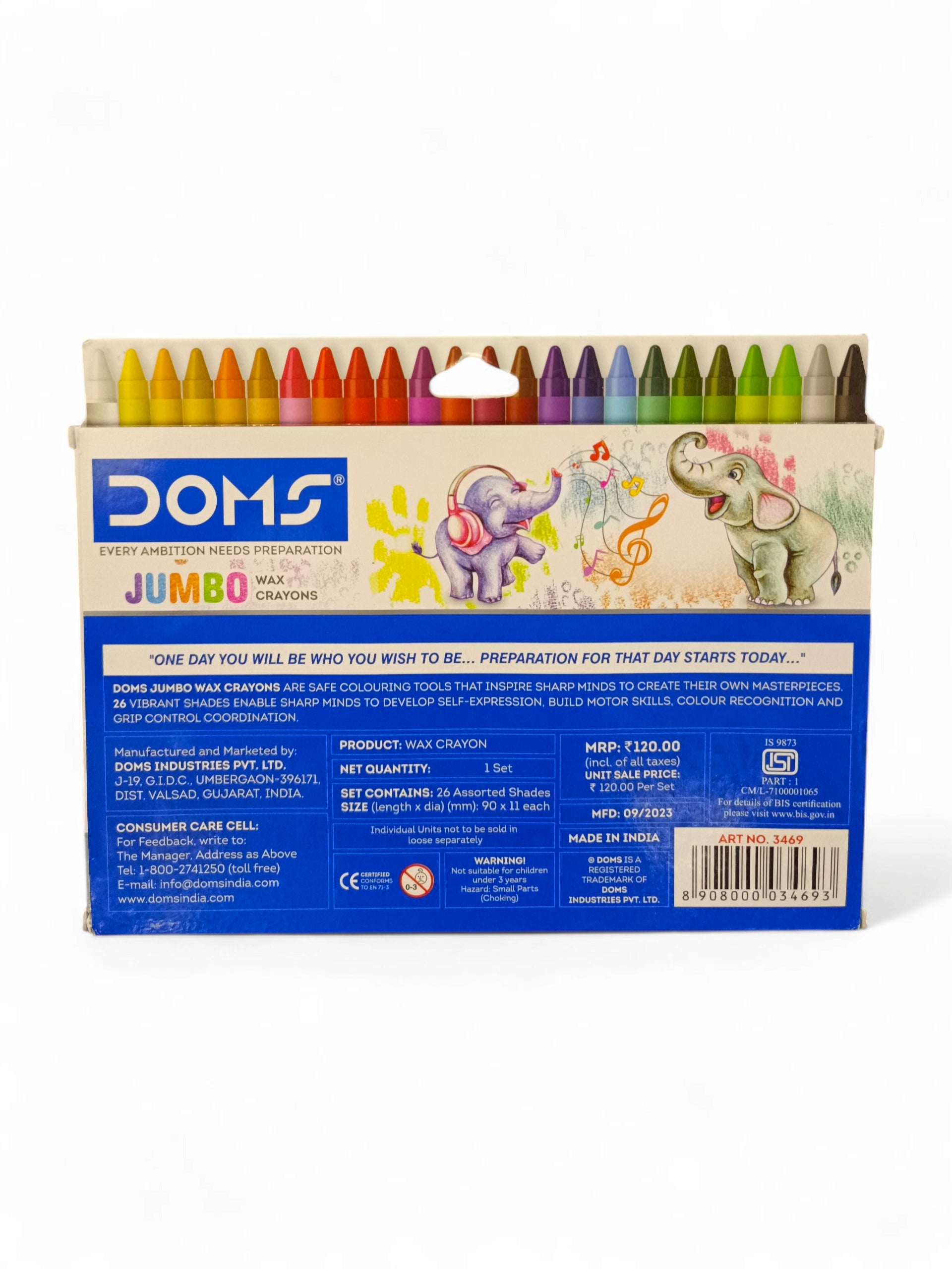 DOMS 3469 JUMBO WAX CRAYONS 24 SHADE