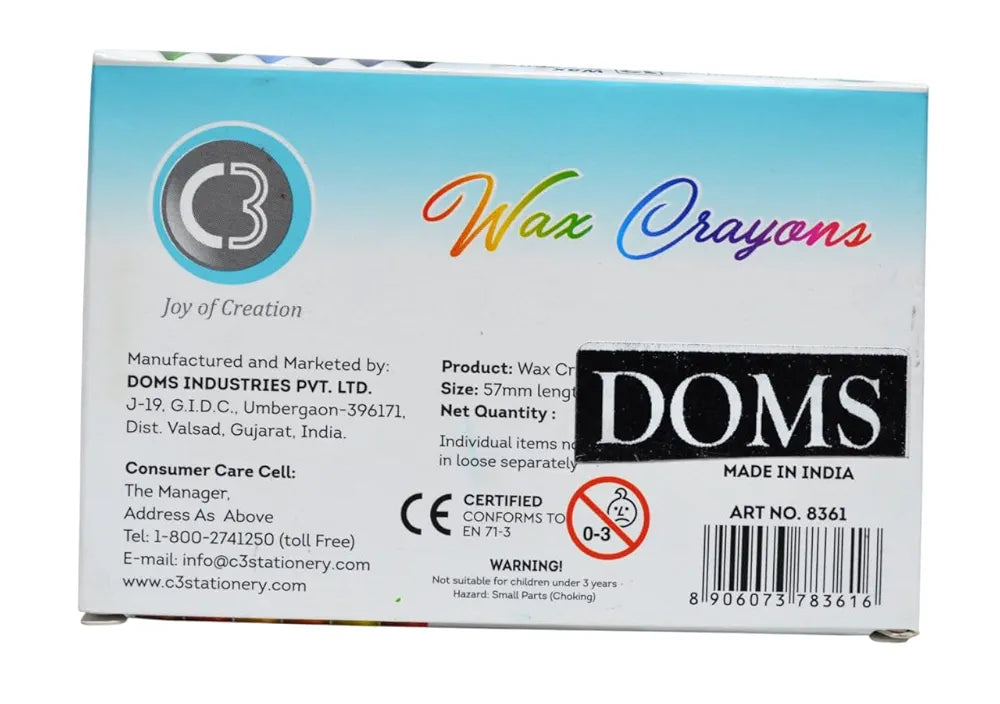 DOMS 8361 C3 WAX CRAYONS 12 SHADE