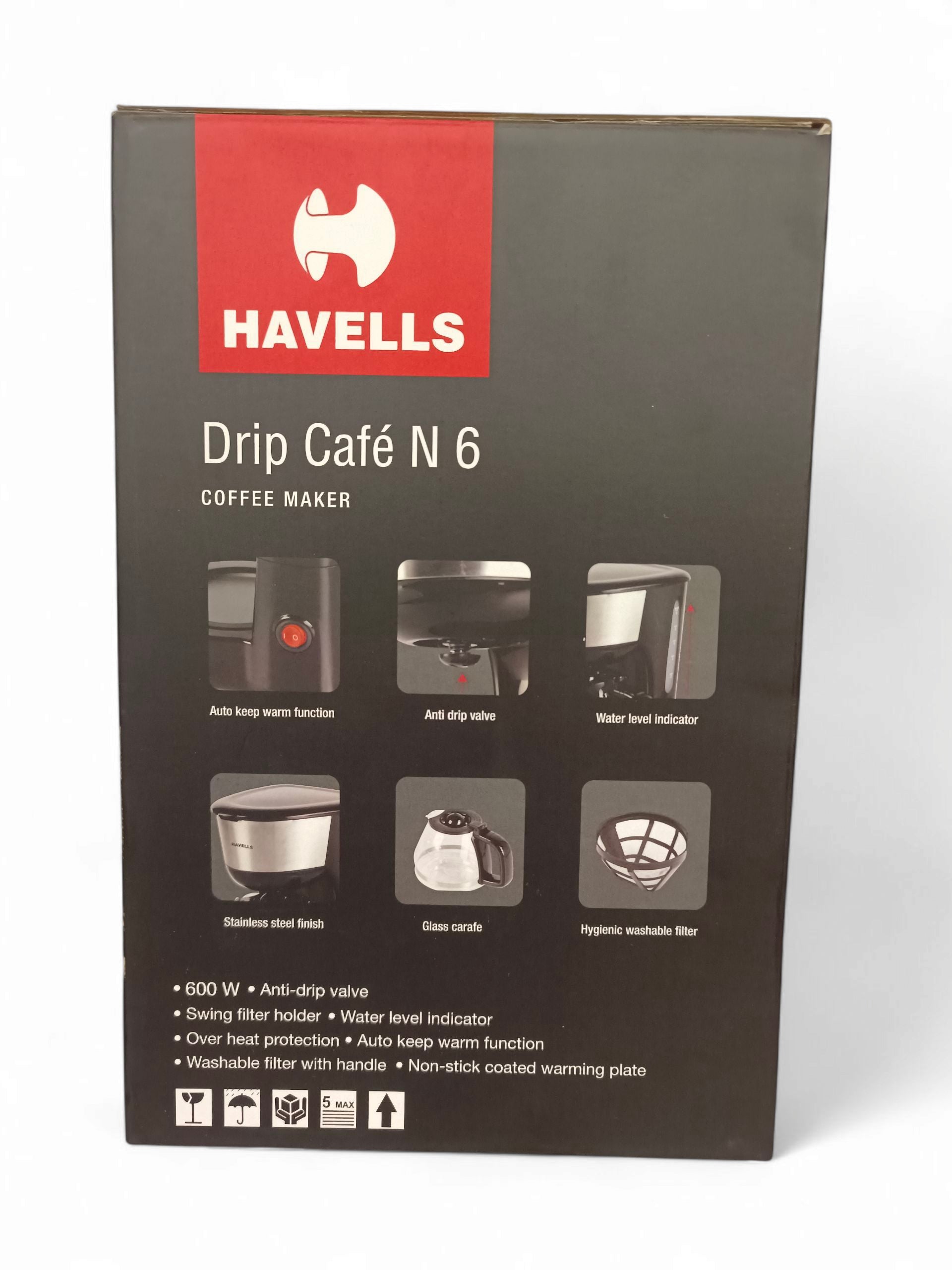 HV DRIP CAFE-N 6 COFFEE MAKER BLK 600W