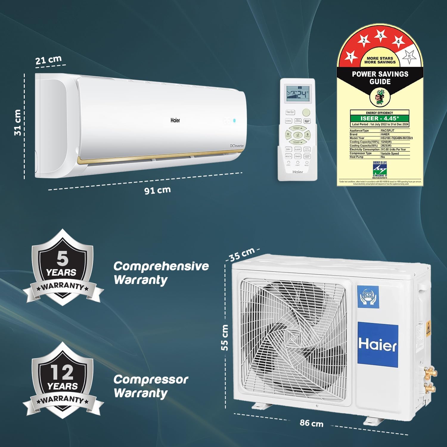 HAIER AC 1.5TON INV 4-STAR HS/18C -TQG4BN