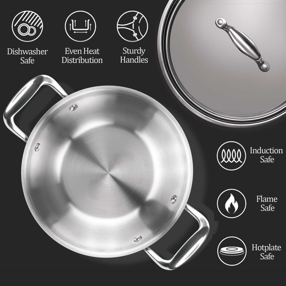MILTON KADHAI 20CM LID TRIPLY NONSTICK