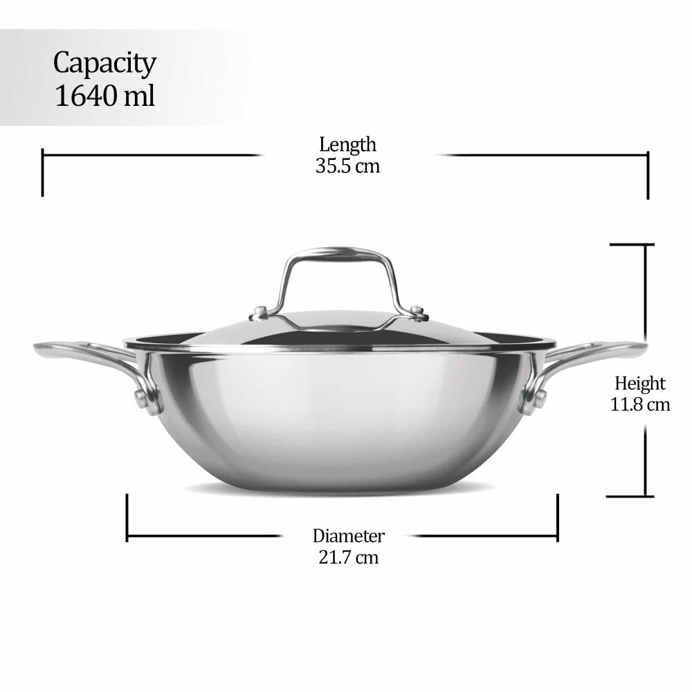 MILTON KADHAI 20CM LID TRIPLY NONSTICK