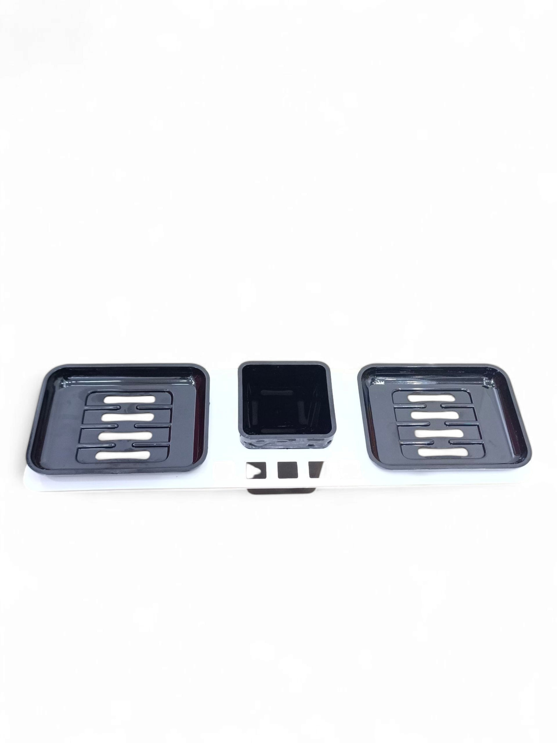 ABS WH/BLK SOAP DISH-TUMBLER 4IN1