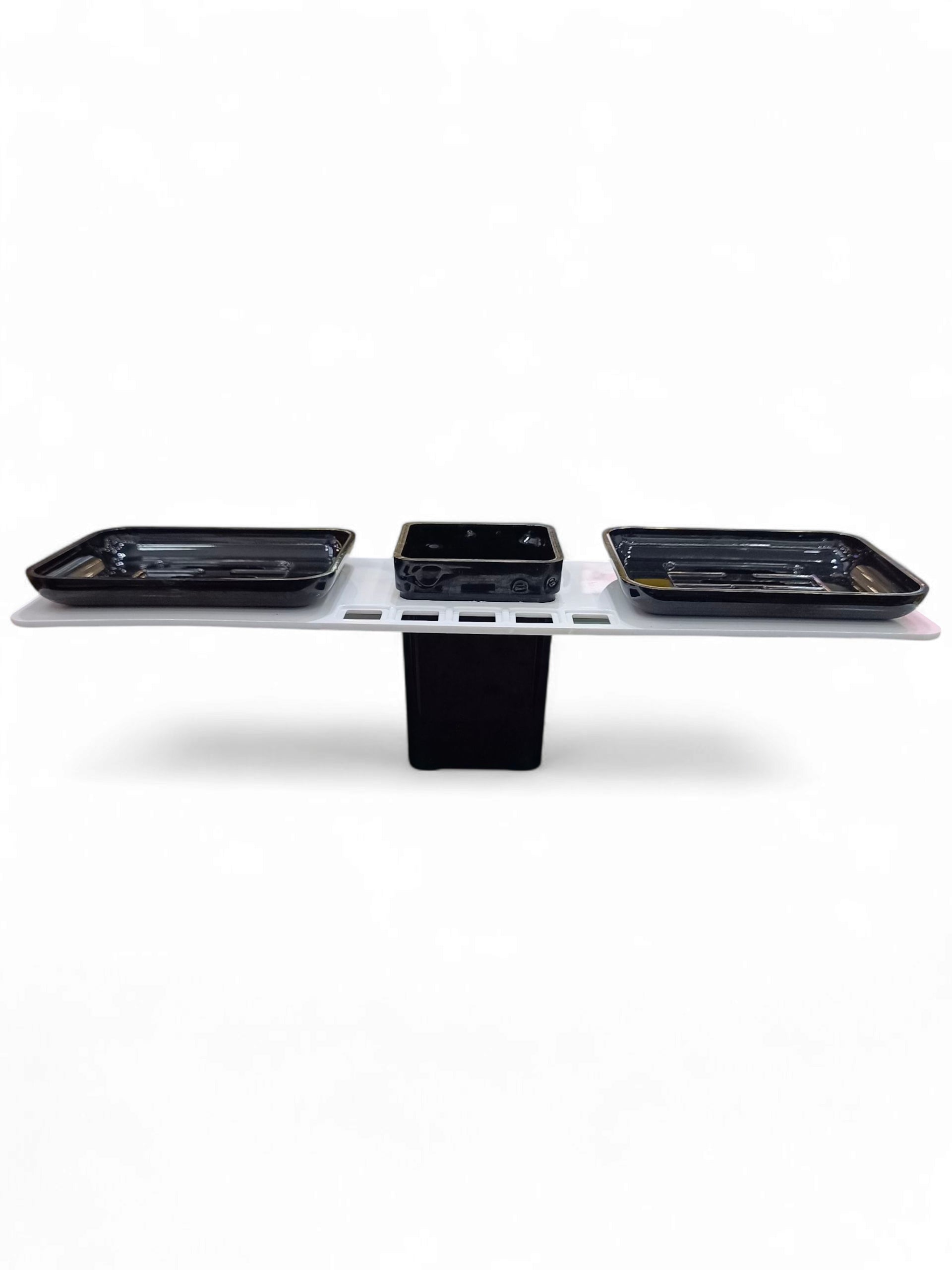 ABS WH/BLK SOAP DISH-TUMBLER 4IN1
