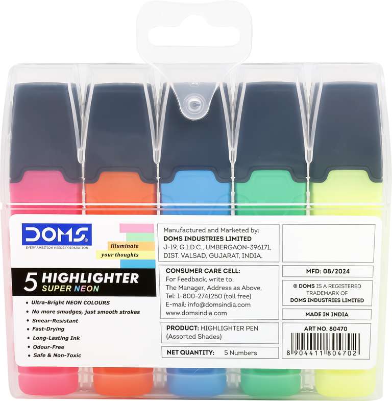 DOMS 80470 NEON HIGHLIGHTER 5(S)