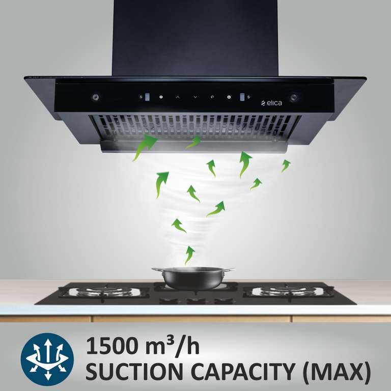 ELICA CHIMNEY MS NERO FL600 HAC LTW FLAT