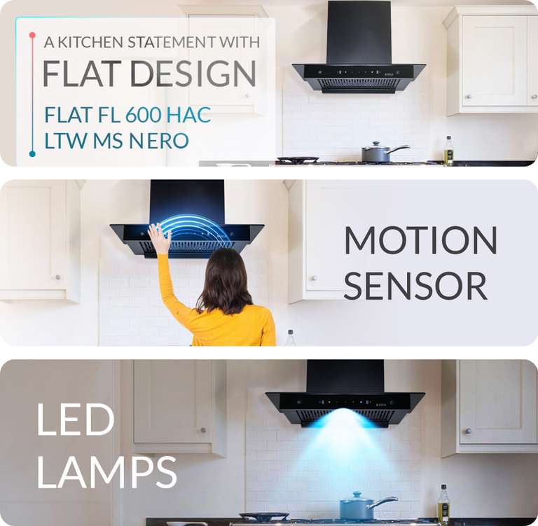 ELICA CHIMNEY MS NERO FL600 HAC LTW FLAT