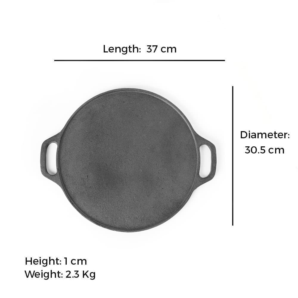 INDUS  VALLEY TA-018 CAST IRON TAWA 12 INCH DOUBLE HANDLE