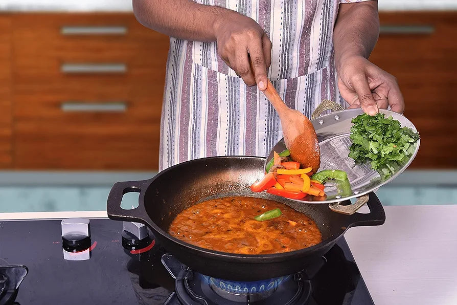 INDUS VALLEY KA-008 CAST IRON SMOOTH KADAI 10 INCH
