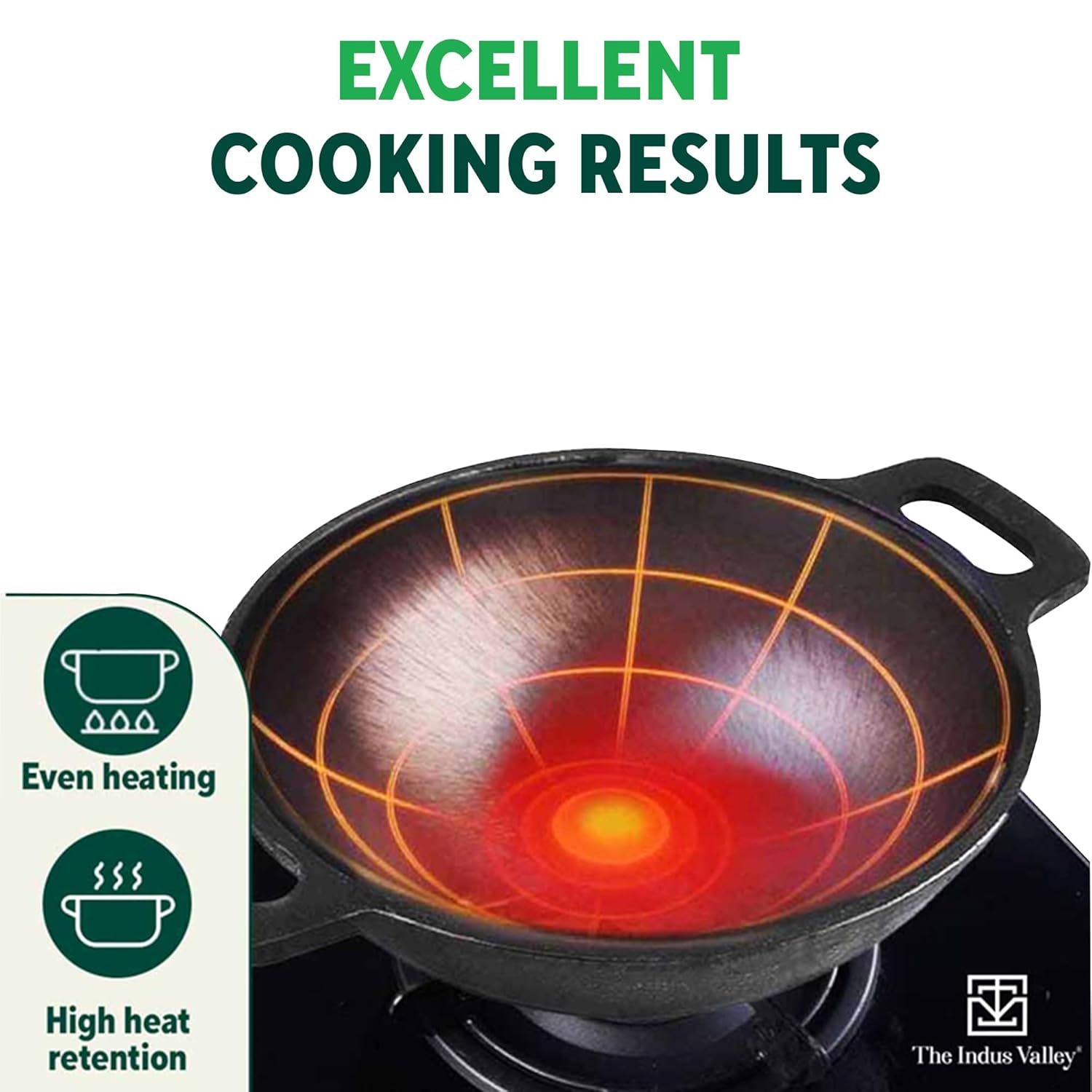 INDUS VALLEY KA-008 CAST IRON SMOOTH KADAI 10 INCH