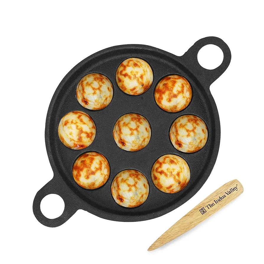 INDUS VALLEY PP-008 CAST IRON 9PIT PANIYARAM PAN
