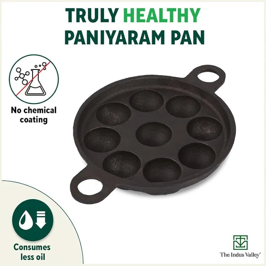 INDUS VALLEY PP-008 CAST IRON 9PIT PANIYARAM PAN