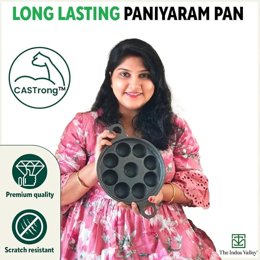 INDUS VALLEY PP-008 CAST IRON 9PIT PANIYARAM PAN