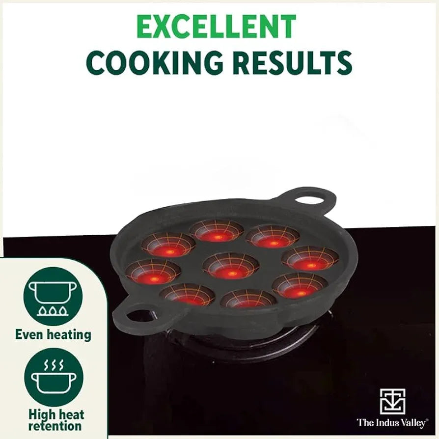 INDUS VALLEY PP-008 CAST IRON 9PIT PANIYARAM PAN