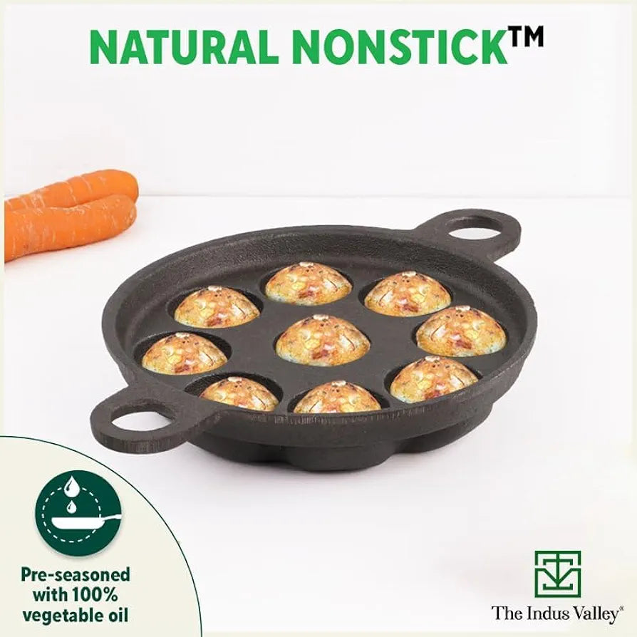 INDUS VALLEY PP-008 CAST IRON 9PIT PANIYARAM PAN