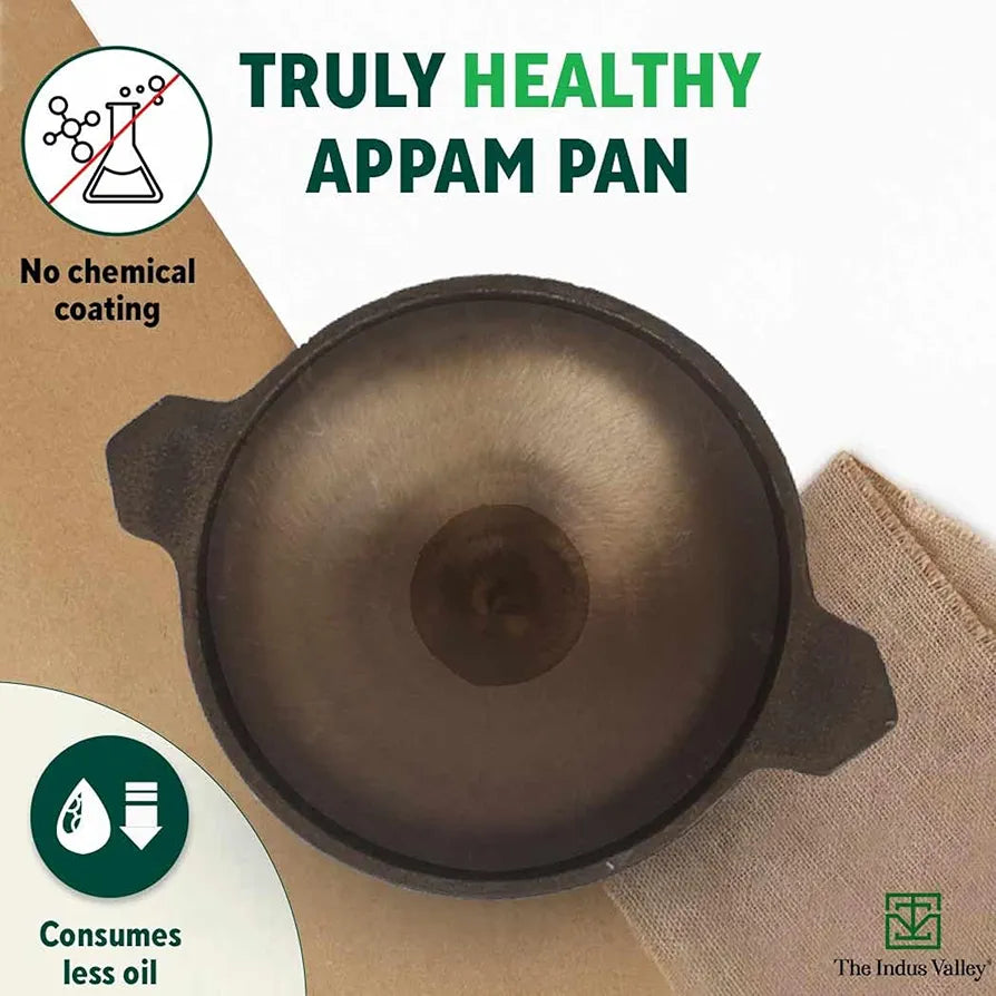 INDUS VALLEY AP-004 CAST IRON 9 INCH APPAM PAN