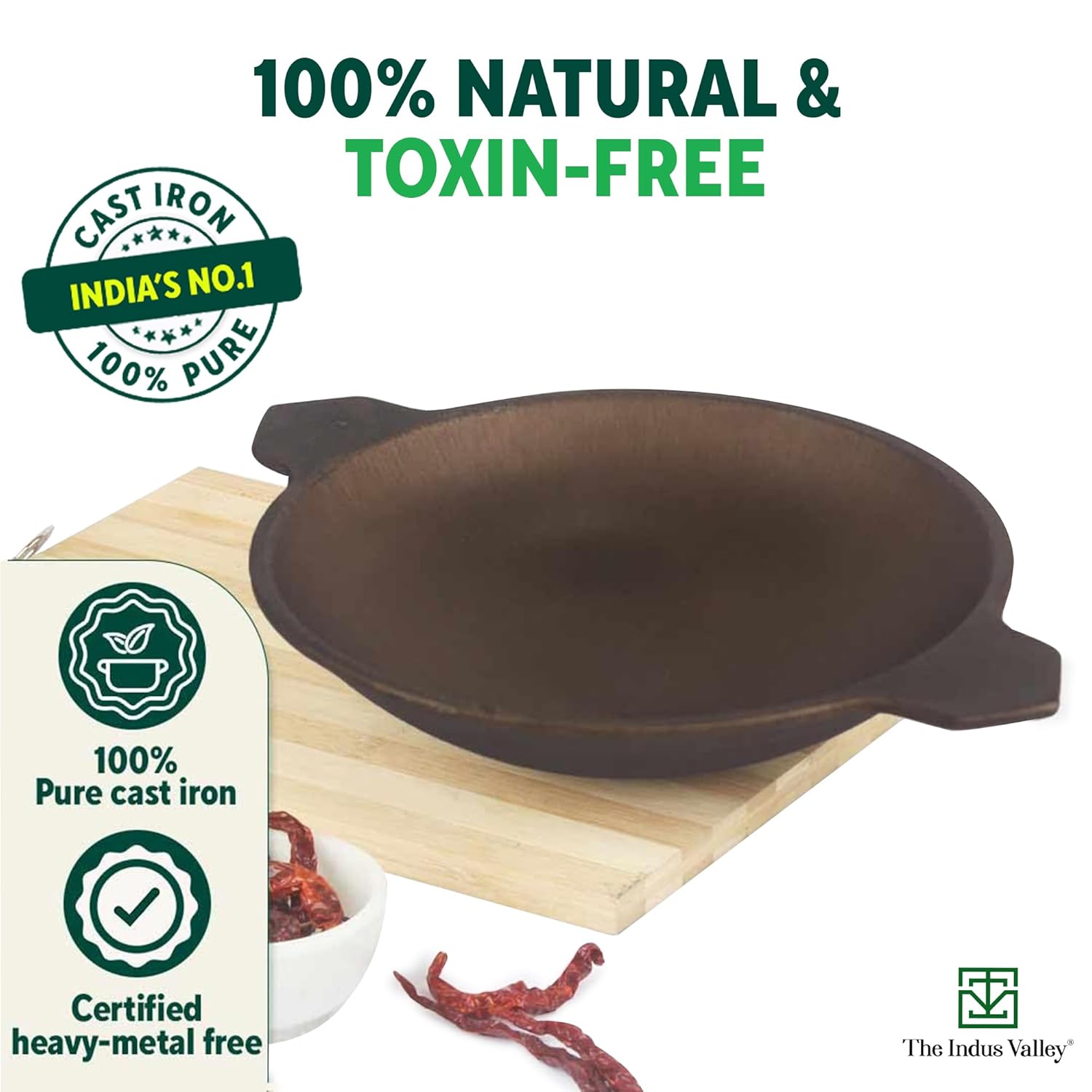 INDUS VALLEY AP-004 CAST IRON 9 INCH APPAM PAN