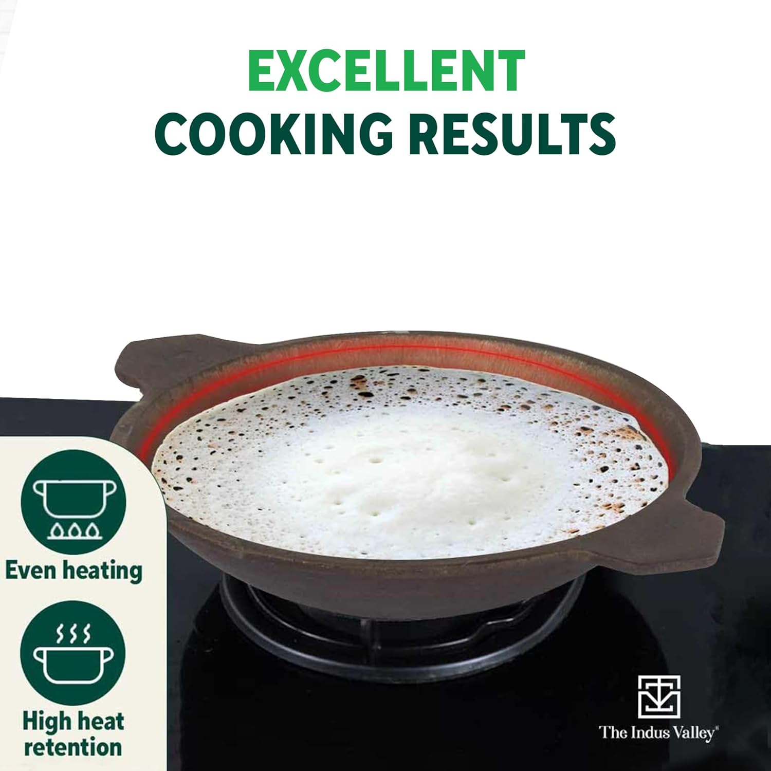 INDUS VALLEY AP-004 CAST IRON 9 INCH APPAM PAN