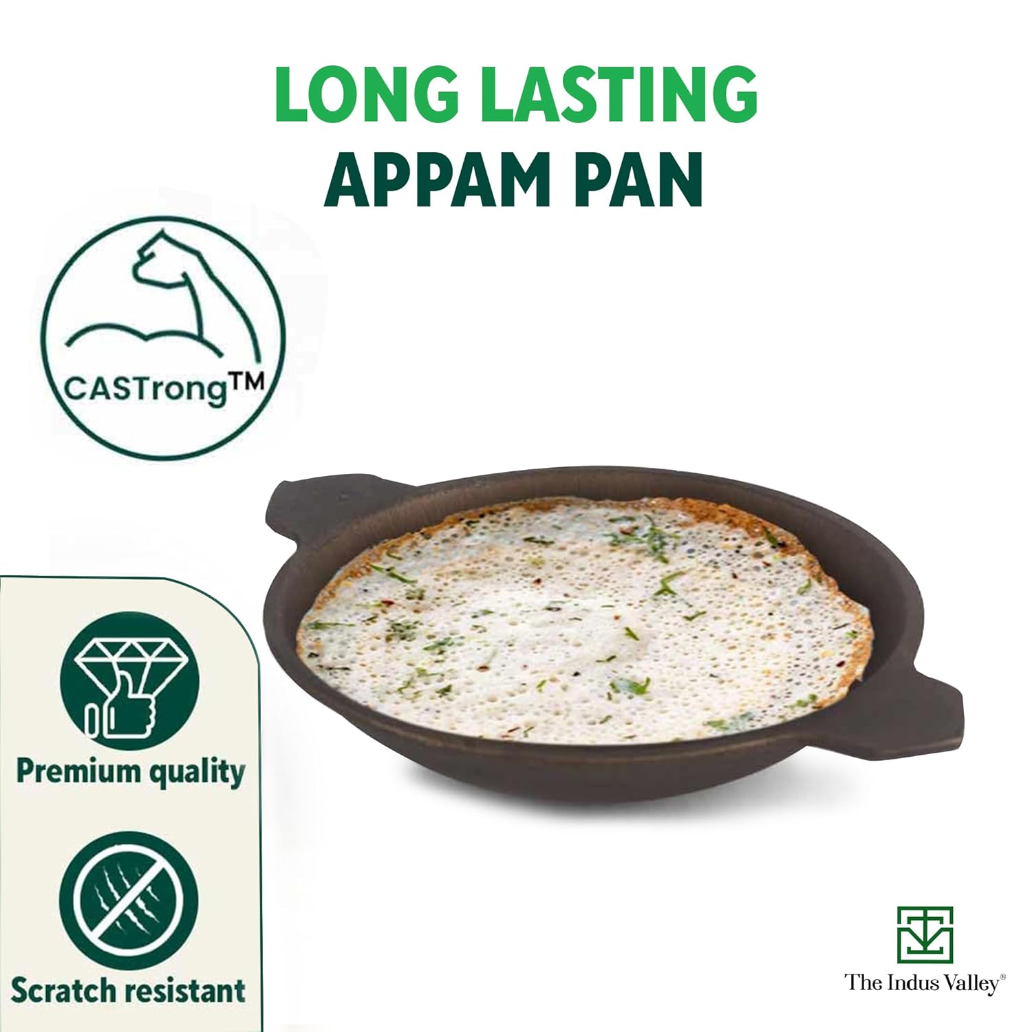INDUS VALLEY AP-004 CAST IRON 9 INCH APPAM PAN