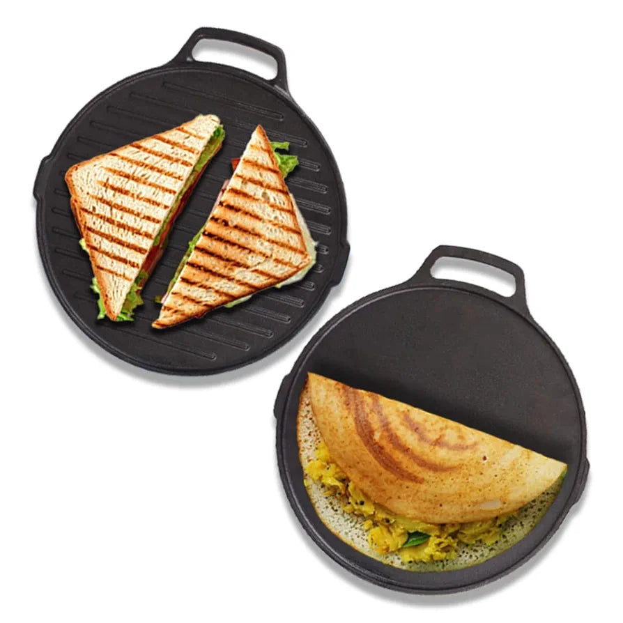 INDUS VALLEY GP-005 CAST IRON PRESEASONED GRILL PAN