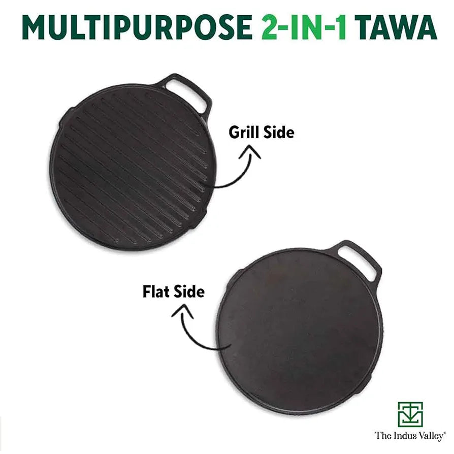 INDUS VALLEY GP-005 CAST IRON PRESEASONED GRILL PAN