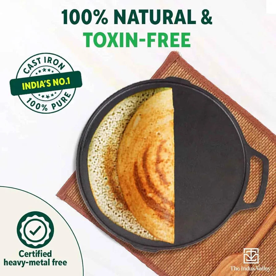 INDUS VALLEY GP-005 CAST IRON PRESEASONED GRILL PAN