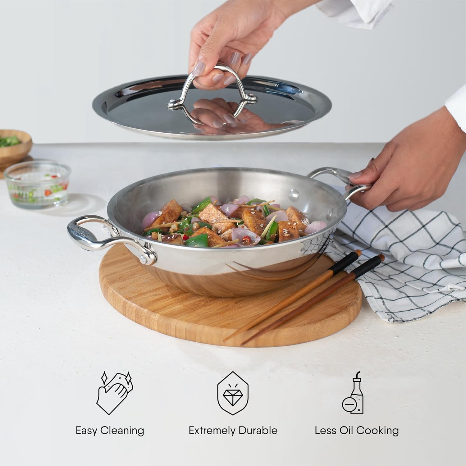 STAHL TRIPLY 20CM KADAI+LID 4320