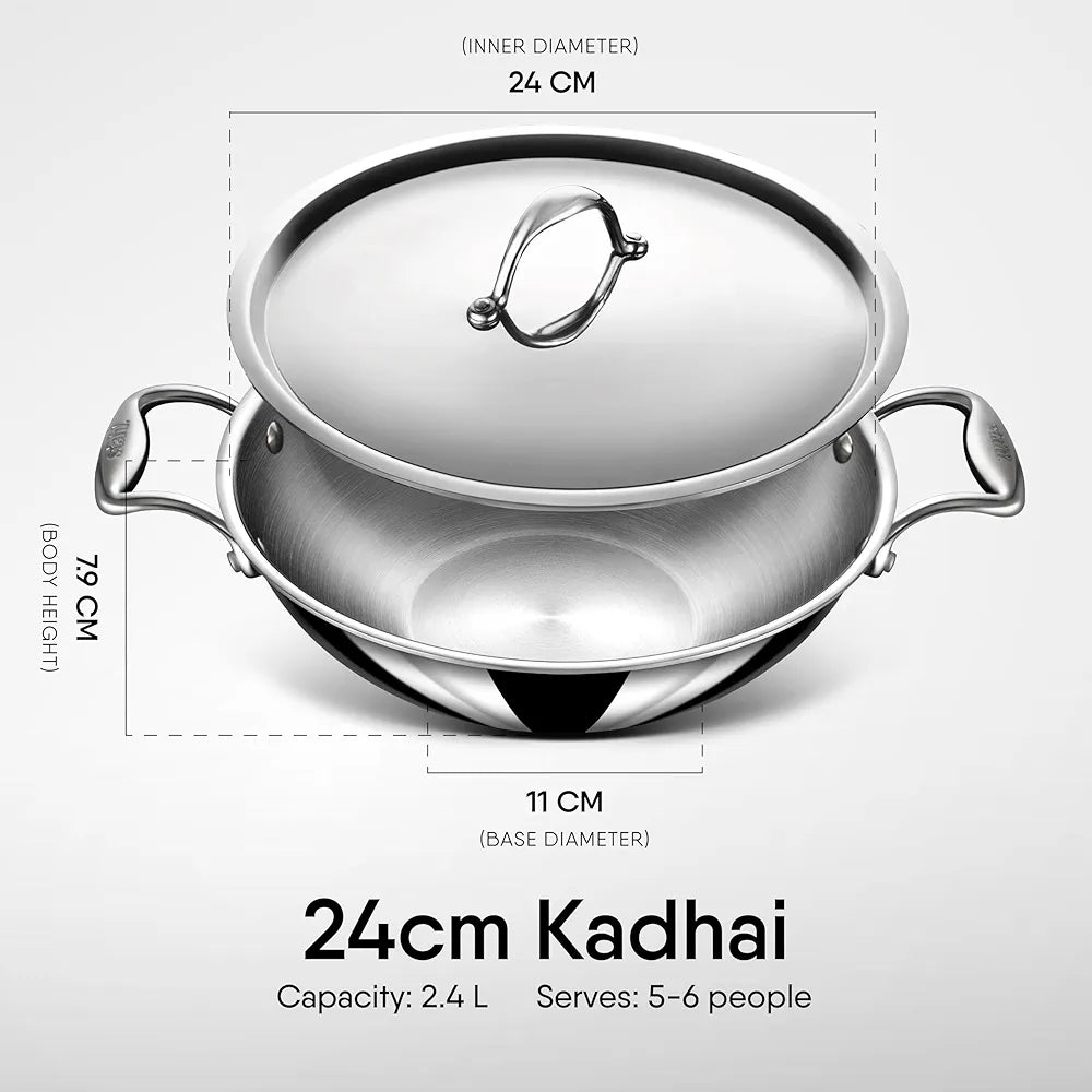 STAHL TRIPLY 24CM KADAI+LID 4324