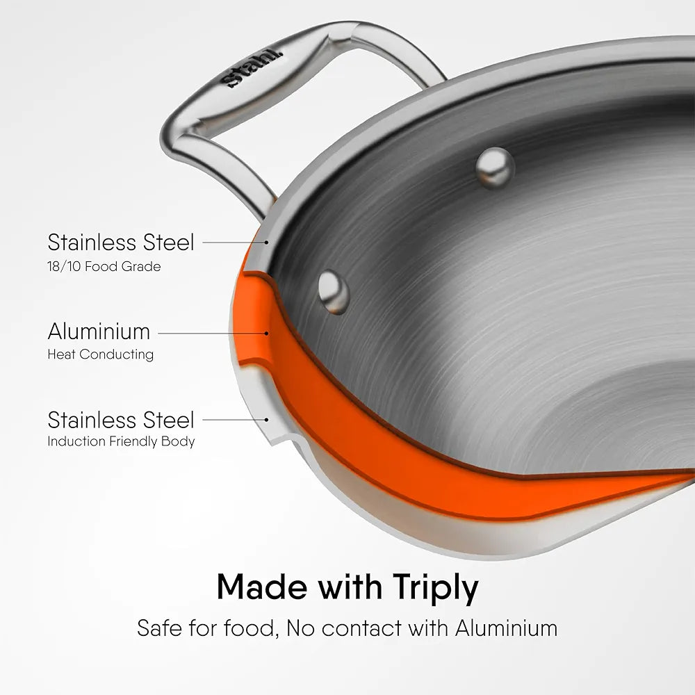 STAHL TRIPLY 24CM KADAI+LID 4324