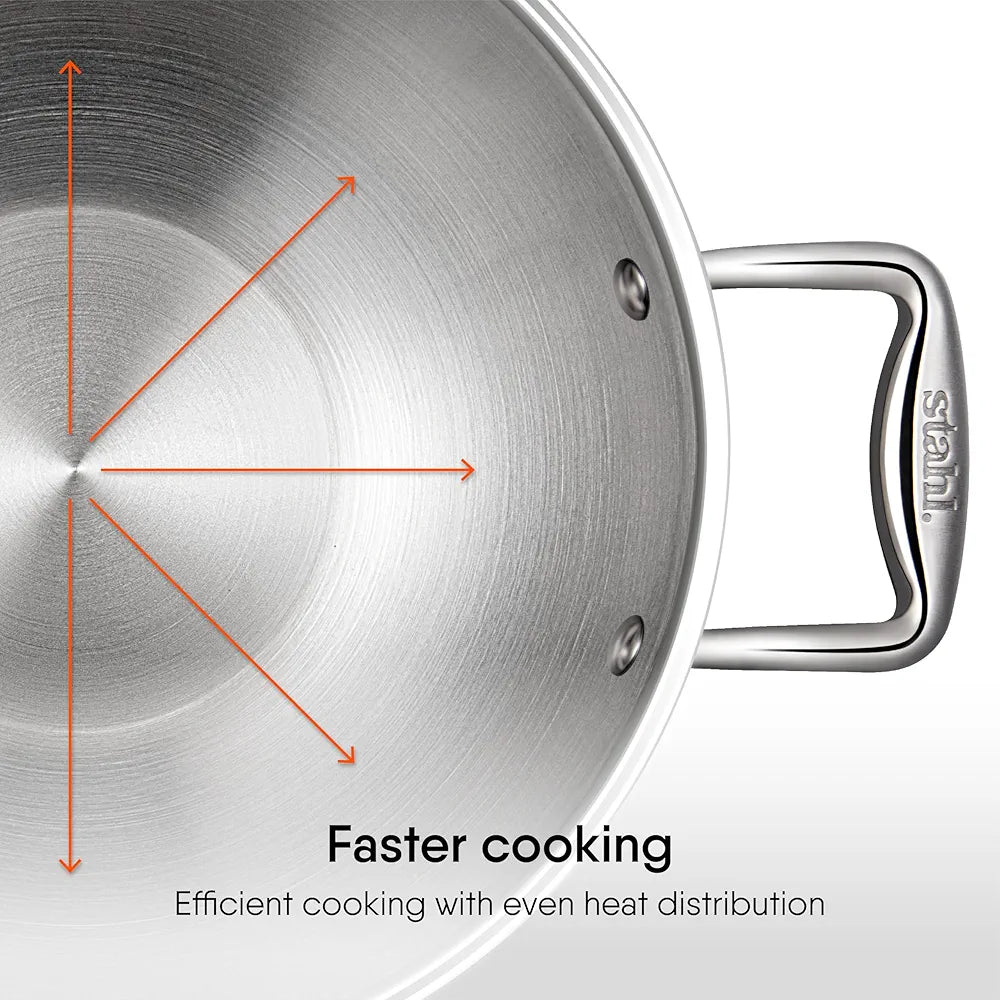 STAHL TRIPLY 24CM KADAI+LID 4324