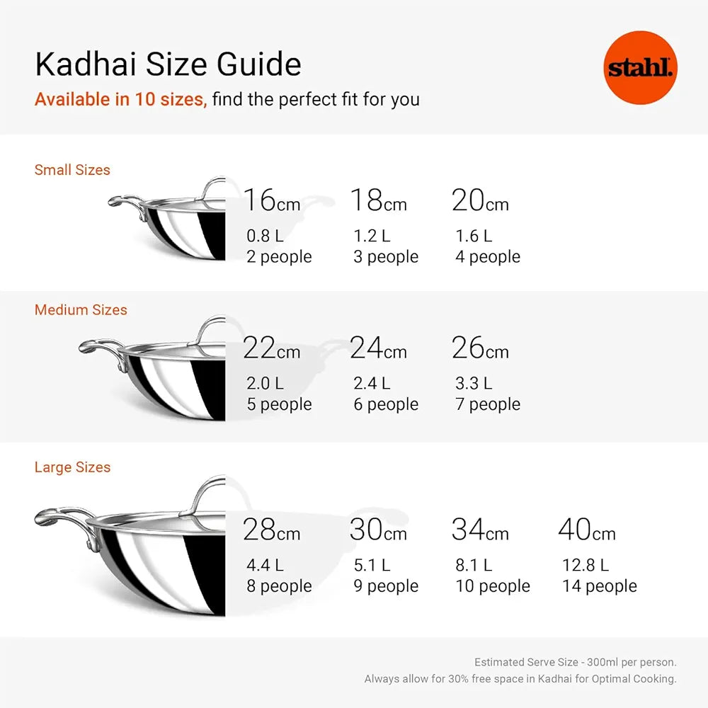 STAHL TRIPLY 24CM KADAI+LID 4324