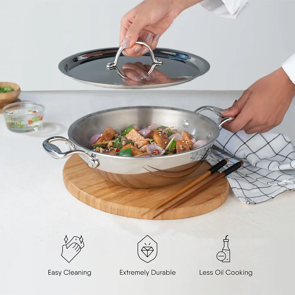 STAHL TRIPLY 24CM KADAI+LID 4324