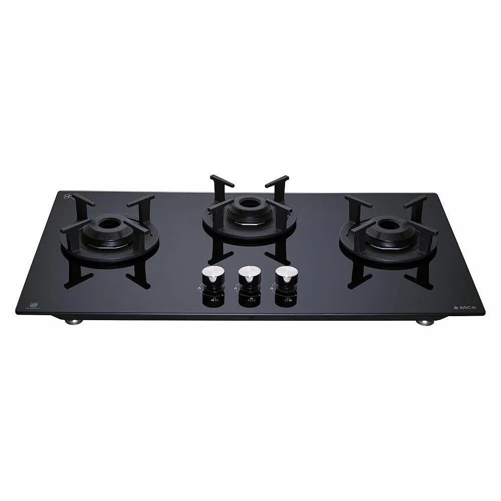 ELICA GLASSTOP 3BURNER HOB HCT 375 DX LOTUS BLACK RG FLEXI