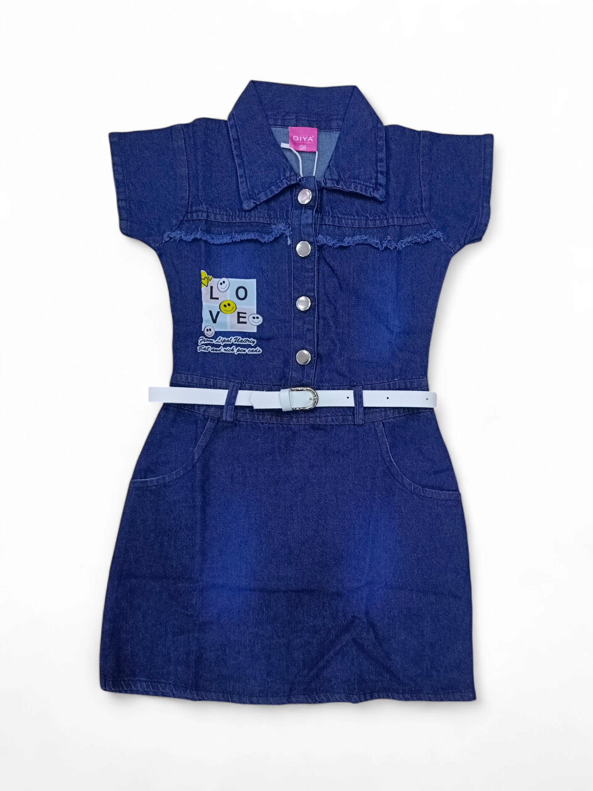 JT EO108 32 JEANS KIDS SHORT TOP D/BLUE